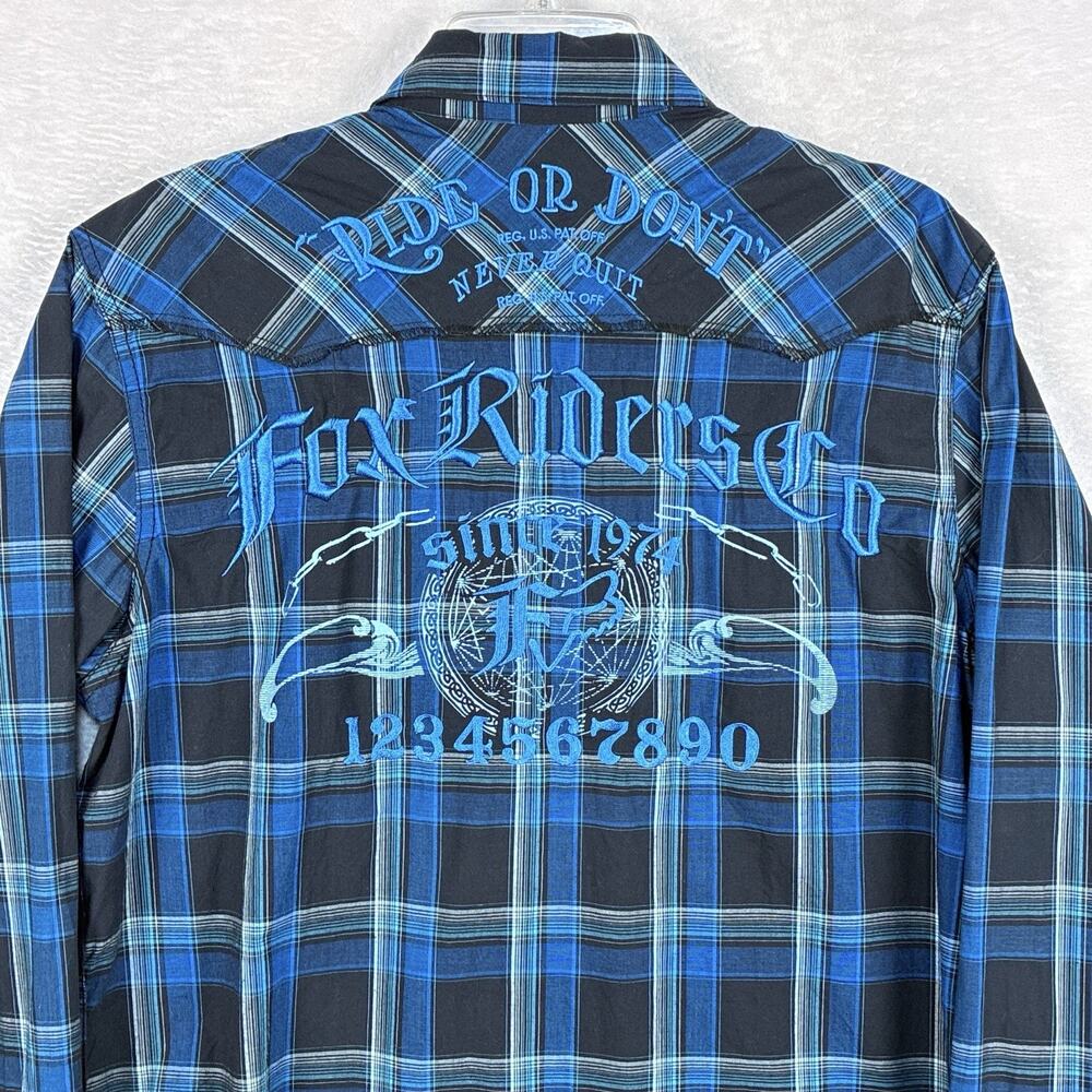 Fox Riders Co Blue and Black Plaid Shirt